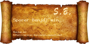 Sporer Benjámin névjegykártya